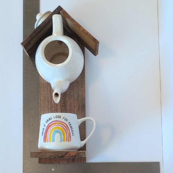 Handcrafted Rustic Wooden Bird Feeder Somewhere Over The Rainbow - Picture 6 of 16